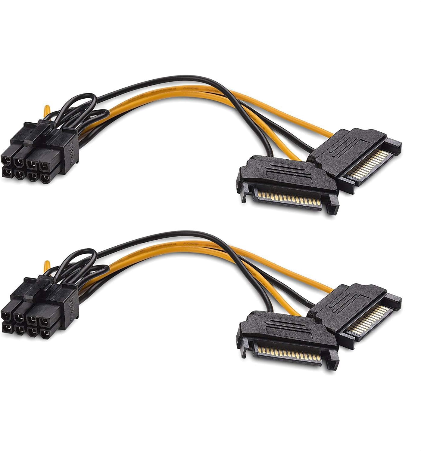 HRTGFD-2-Pack 8 Pin to SATA Power Cable (SATA to 8 Pin PCIe) - 5 Inches
