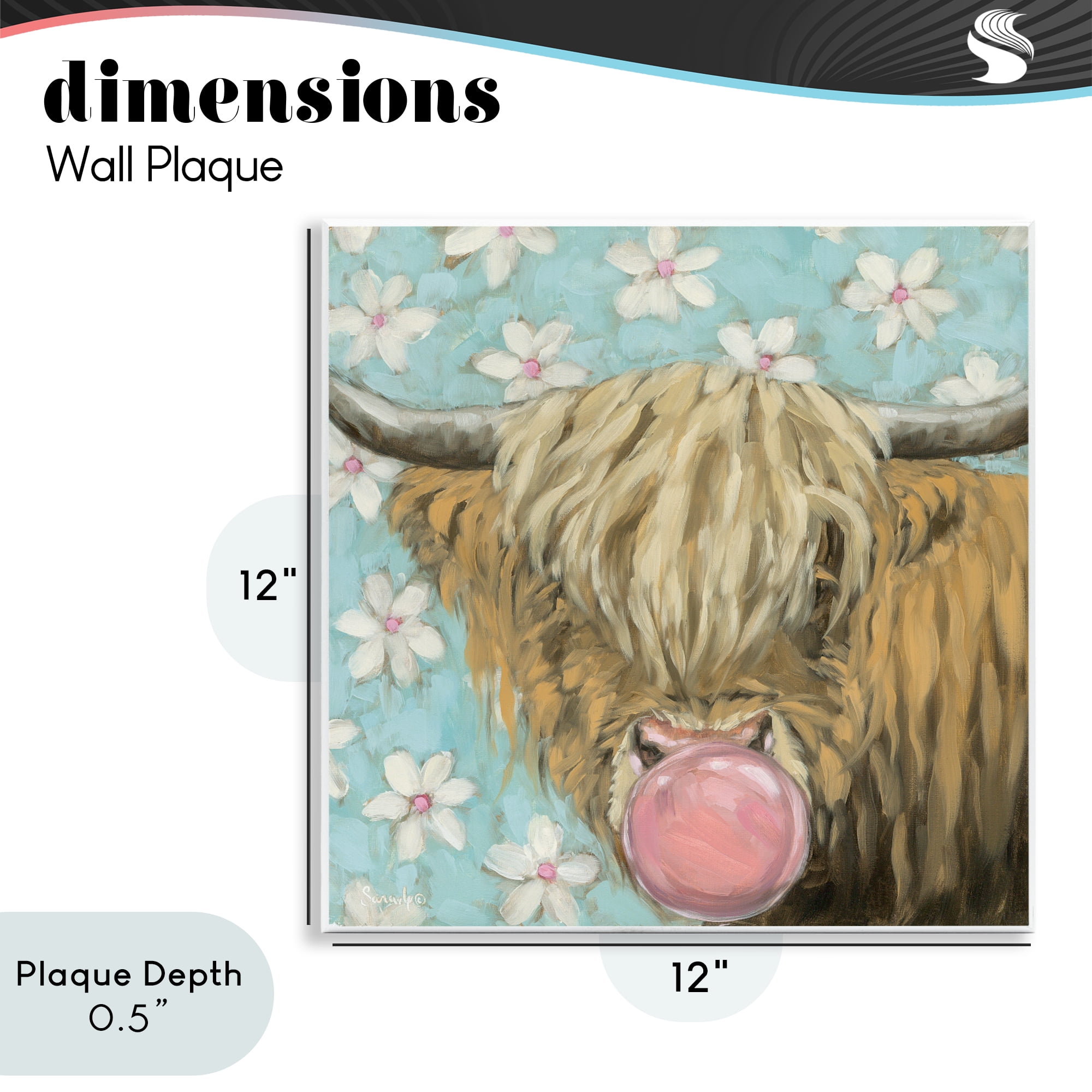 Stupell Industries Bubblegum Sweetie Cattle Wall Plaque Art, design by Sara G. Designs