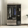 thumbnail image 4 of UBesGoo 3-Door Wardrobe, Wide Armoire with 2-Drawers, Clothing Rod and 3-Shelves in Gray, 4 of 10