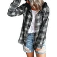 thumbnail image 5 of PATLOLLAV Womens Long Sleeve Plaid Hooded Drawstring Single Breasted Cardigan Tops, 5 of 6