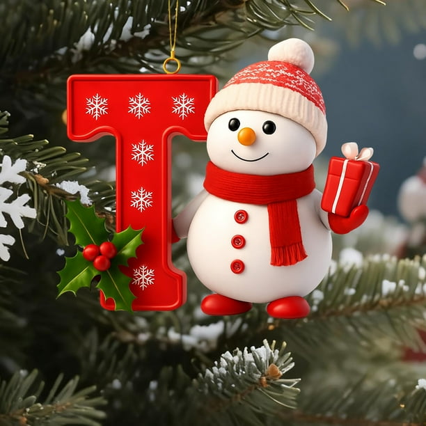 Adornos navideños de 26 letras | Colgantes acrílicos con símbolos navideños | Adornos colgantes bidimensionales de 8 cm para el árbol de Navidad y el hogar