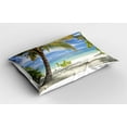 thumbnail image 2 of Ambesonne Tropical Pillow Sham 2 Pack, Palm Trees Coastline, 26"x20", Coconut and Blue, 2 of 3