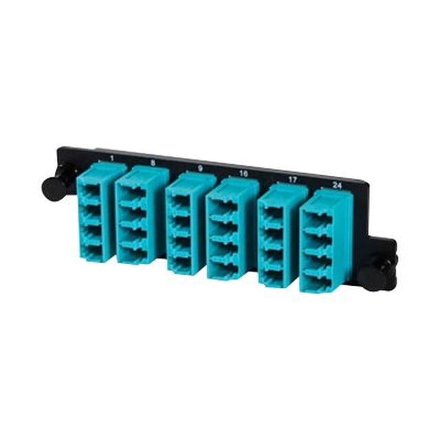 Ortronics OptiMo HDFP Series Adapter Panel - Patch panel adapter - LC MM X 24 - black, aqua - 1U