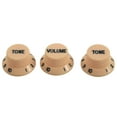 thumbnail image 1 of 1set Cream Dark Blue Font 1 Volume & 2 Tone Guitar Control Knobs & 1Pcs Boat Output Input Jack Plate Sockets, 1 of 7