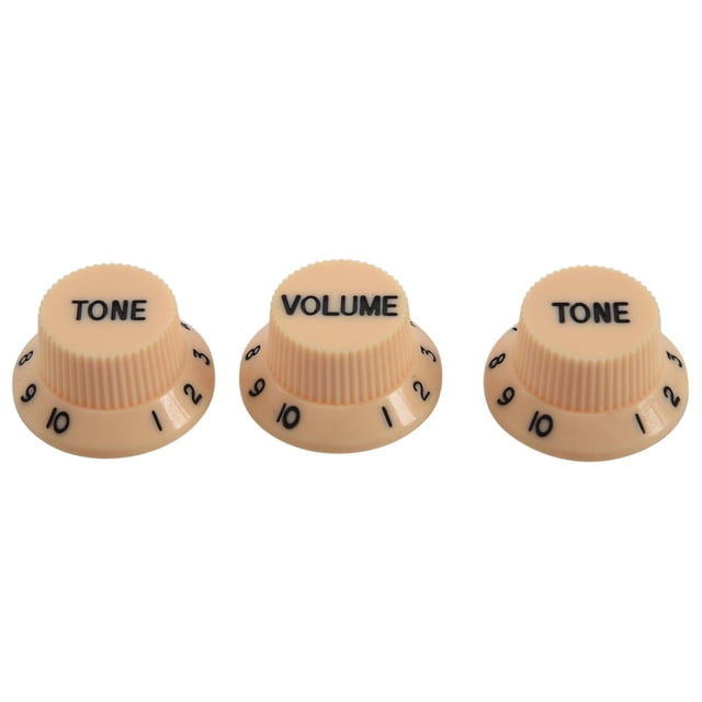 1set Cream Dark Blue Font 1 Volume & 2 Tone Guitar Control Knobs & 1Pcs Boat Output Input Jack Plate Sockets