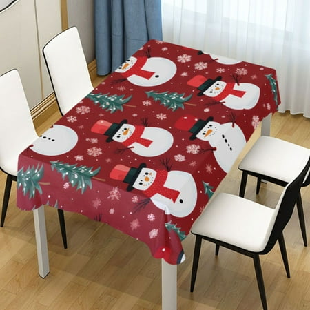 

Ryvnso Christmas Trees and Snowman Rectangle Table Cloth Tablecover Dinning Tablecloth 54 x54