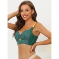 thumbnail image 4 of Unique Bargains Women's Wide Straps Padded Lace Push Up Tie Bra 38B Dark Green, 4 of 6
