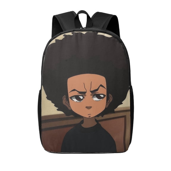 17in Boondocks Backpack Cute Anime Large Capacity Multifunction Backpacks Lightweight Sports Travel Laptop Bag Daypack