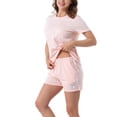 thumbnail image 4 of INSPIRE CHIC Women's Sleepwear Crew Neck Nightwear with Shorts Loungewear Pajama Set M Pink Cat, 4 of 5