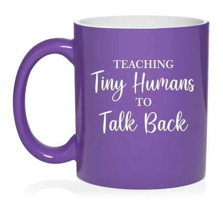 

Teaching Tiny Humans To Talk Back Pediatric Speech Language Pathologist SLP Child Speech Therapist Ceramic Coffee Mug Tea Cup Gift (11oz Purple)