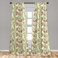thumbnail image 4 of Ambesonne Floral Curtains, Colorful Flowers Ornament, Pair of 28"x84", Pastel Pink and Yellow Green, 4 of 4