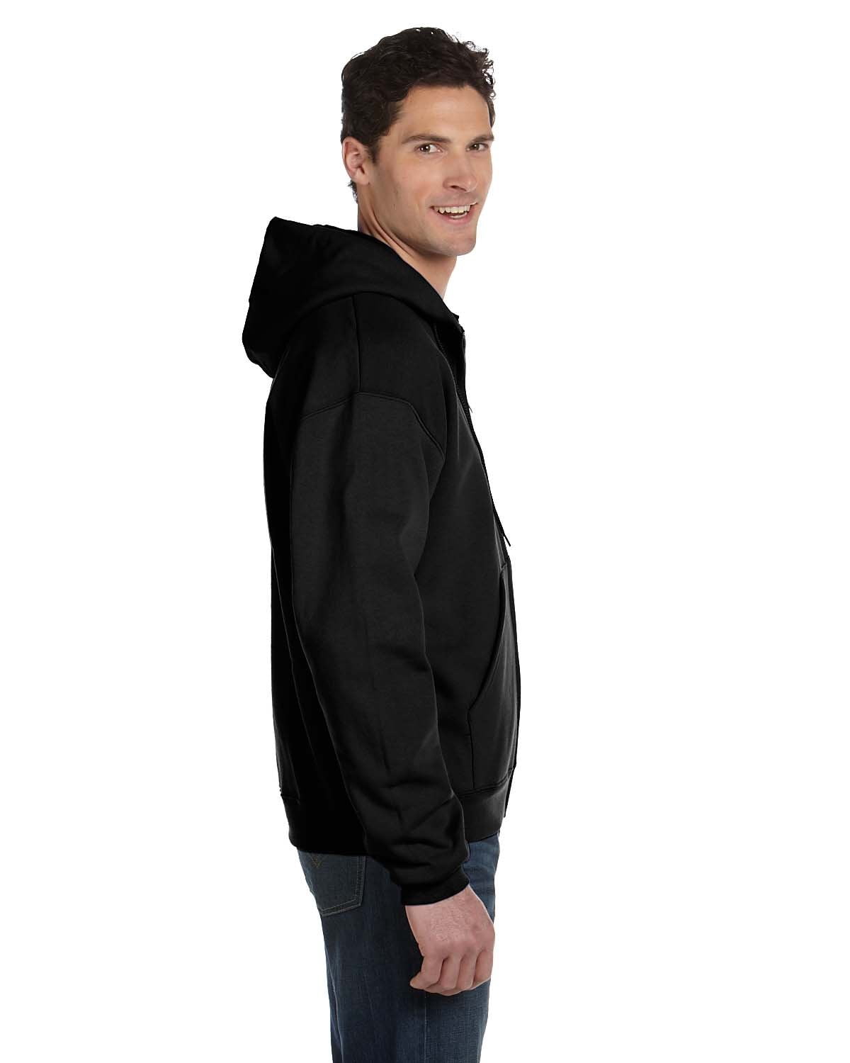 Men's Double Dry Action Fleece Full Zip Hood, Black - XL