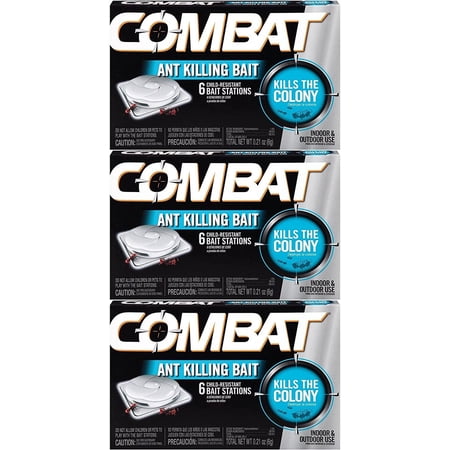 Combat 023400459018 Ant Killing Bait Stations, 6 Count 3 Pack.