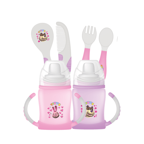Kit Bebé Timis Vasos Entrenador Cubiertos Cepillo Peine