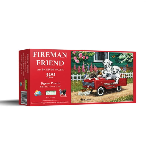SUNSOUT INC - Fireman Friends - 300 pc Jigsaw Puzzle by Artist: Kevin Walsh - Finished Size 18" x 24" - MPN# 13321