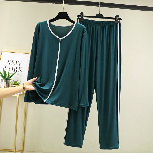 Fdfklak-Conjunto de pijama de 2 piezas para mujer, traje de noche de primavera y otoño, ropa de salón, pantalones de manga larga, conjunto de sueño, 2024