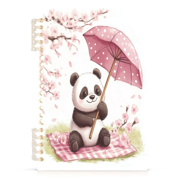 Cartoon Panda A5 8.3x5.7in PP Notebook, Adjustable Rings, 60 Sheets, Diary or Journey Note