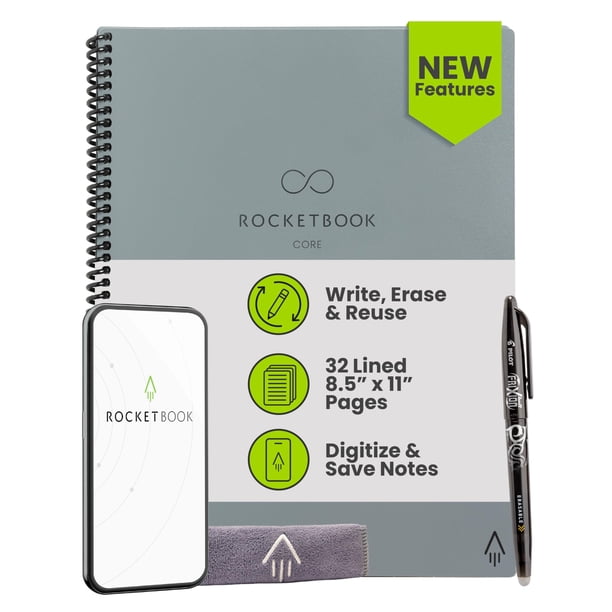 Cuaderno Rocketbook New Core Reutilizable en Espiral A4 Gris