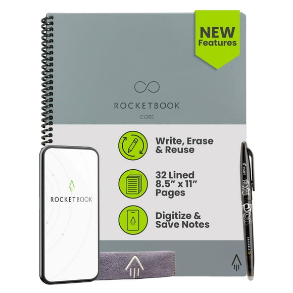 Cuaderno Rocketbook New Core Reutilizable en Espiral A4 Gris