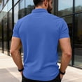 thumbnail image 4 of Yifymode Men's Cotton Short Sleeve Polo Shirt, Button-Down Collar Pocket Classic Fit Casual Top Blue L, 4 of 5