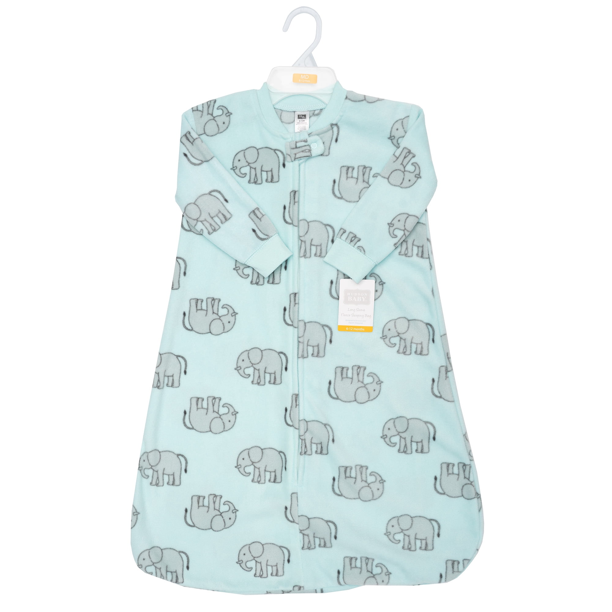Hudson Baby Long-Sleeve Fleece Sleeping Bag, Cute Elephant, 18-24 Months