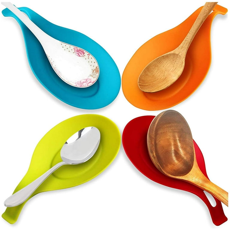 3 Kitchen Silicone Spoon Rest Flexible Almond-Shaped Utensil Rest Ladle  Holder 