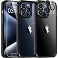 thumbnail image 2 of TAURI 5 en 1 para iPhone 15 Pro Max Funda Negra, [No Amarilla] con 2X Protector de Pantalla de Vidrio Templado + 2X Protector de Lente de Cámara, Funda Delgada a Prueba de Golpes para Teléfono de 6,7, 2 of 4