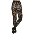 thumbnail image 2 of ToBeInStyle Women's Spandex Sheer Pantyhose w/ Woven Floral Design - Black, 2 of 7