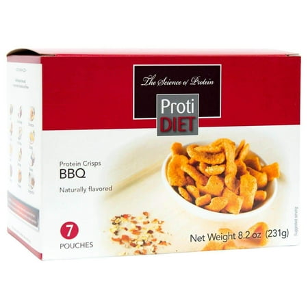 ProtiDiet Protein Crisps - BBQ - 7/Box - High Protein 15g - Low Calorie - Low