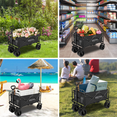 thumbnail image 4 of YOUNGWOOD Collapsible Wagon Outdoor Camping, Retractable Drawbar and Universal Wheels, Black, 4 of 7