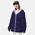 thumbnail image 3 of Fotbe Glittering Purple Starfield Chaqueta con Protección Solar UPF 50+ para Hombre y Mujer, Camisa con Capucha y Bolsillos-3X-Large, 3 of 7