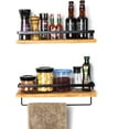 thumbnail image 3 of Floating Wall Shelf Wood Wall Mounted Floating Shelves with Towel Rack Rustic Storage Shelves Ideal for Living Room Bedroom Hallway Bathroom 2 Pieces, 3 of 6