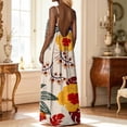 thumbnail image 2 of XIAOCHA Womens Summer Maxi Sundress Big Floral Print Thin Spaghetti Strap Deep Back Relaxed Fit Beach Dresses, 2 of 6