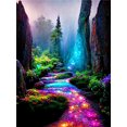 thumbnail image 1 of 5D DIY Drills Diamond Painting Set Colorful Waterfall Night View Handmade Cross Modern Home De30*40cm, frame not included., 1 of 4