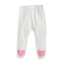 GYRATEDREAM Newborn Infant Baby Cotton High Waist Pull on Footed Pants Boys Girls Cute Elastic Tights Toddler Casual Leggings with Feet for 0-18 Months