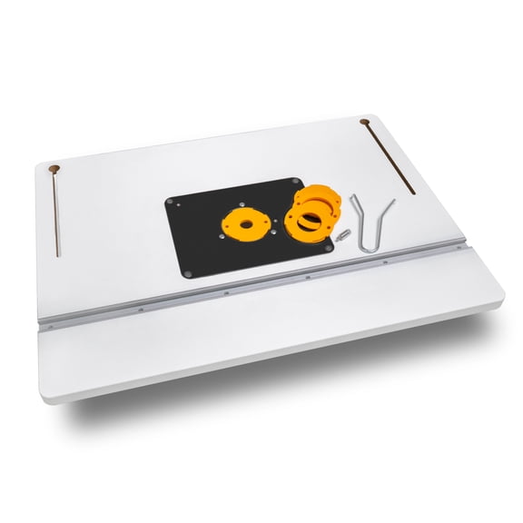 POWERTEC 24" x 32" Benchtop Router Table with Insert Plate – Laminated MDF Surface, Reducer Rings, Leveling Hardware & Starting Pin; Compatible with Bosch, DeWalt, Makita & More (71685)