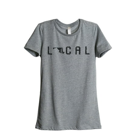- Thread Tank Local Maryland State Women's Relaxed Crewneck T-Shirt Tee Heather Grey Small