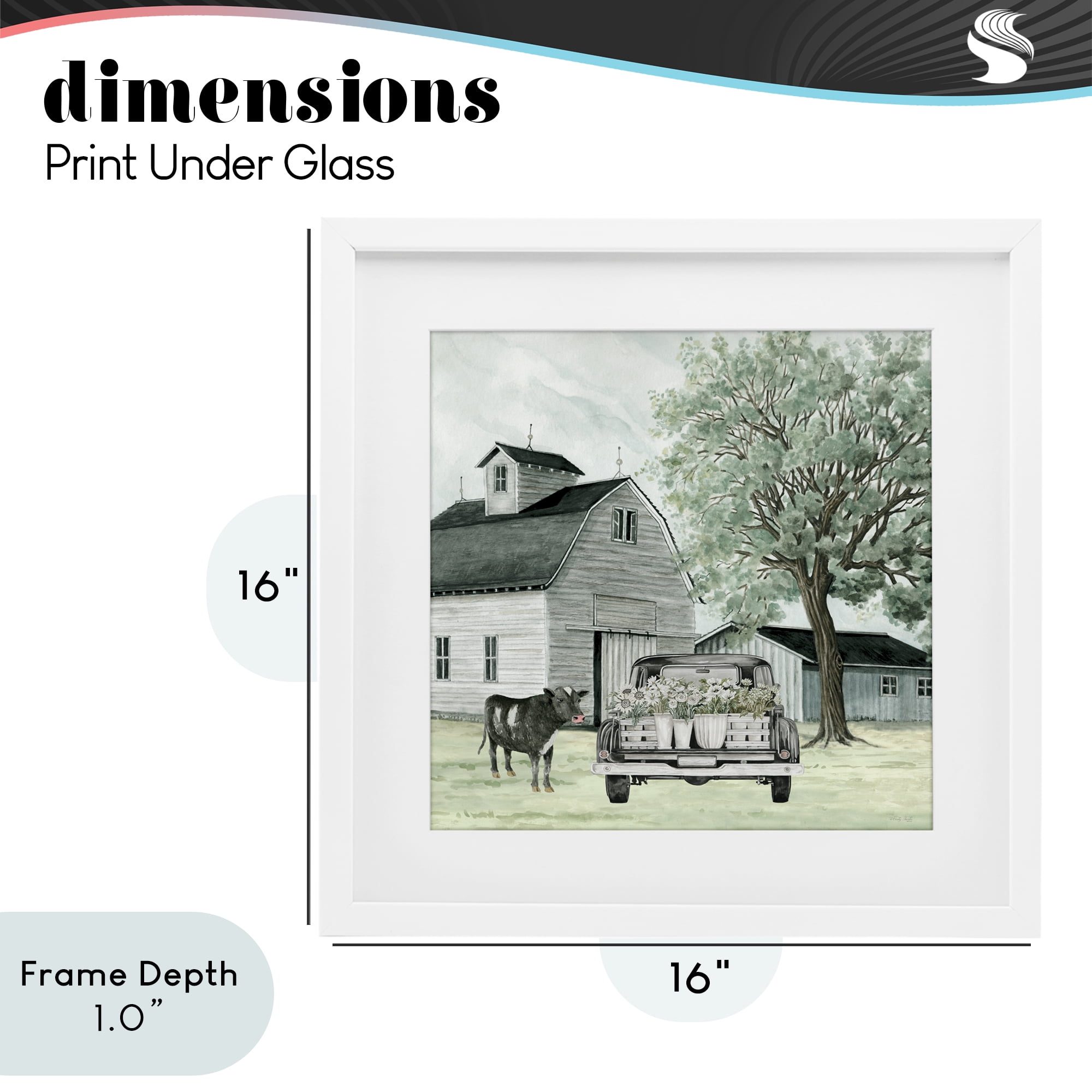 Stupell Industries Buttercup's Flowers on Farm White Framed Print Under Glass, design by Cindy Jacobs