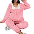 thumbnail image 6 of Tnhcen Women's Winter Flannel Pajama Set Double-Sided Fleece Sleepwear Princess-Style Lounge Set Long Sleeve Square Neck Top & Pants Soft Warm Thermal Pajamas M-2XL, 6 of 8