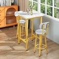 thumbnail image 2 of Dining Table Set, 23.6” Square Pub Bistro Dining Set Small Kitchen Table Set Bar Table with Backrest Stools, 3-Piece Breakfast Table Set with Metal Frame for Dining Room w/ 2 Chairs, 2 of 5