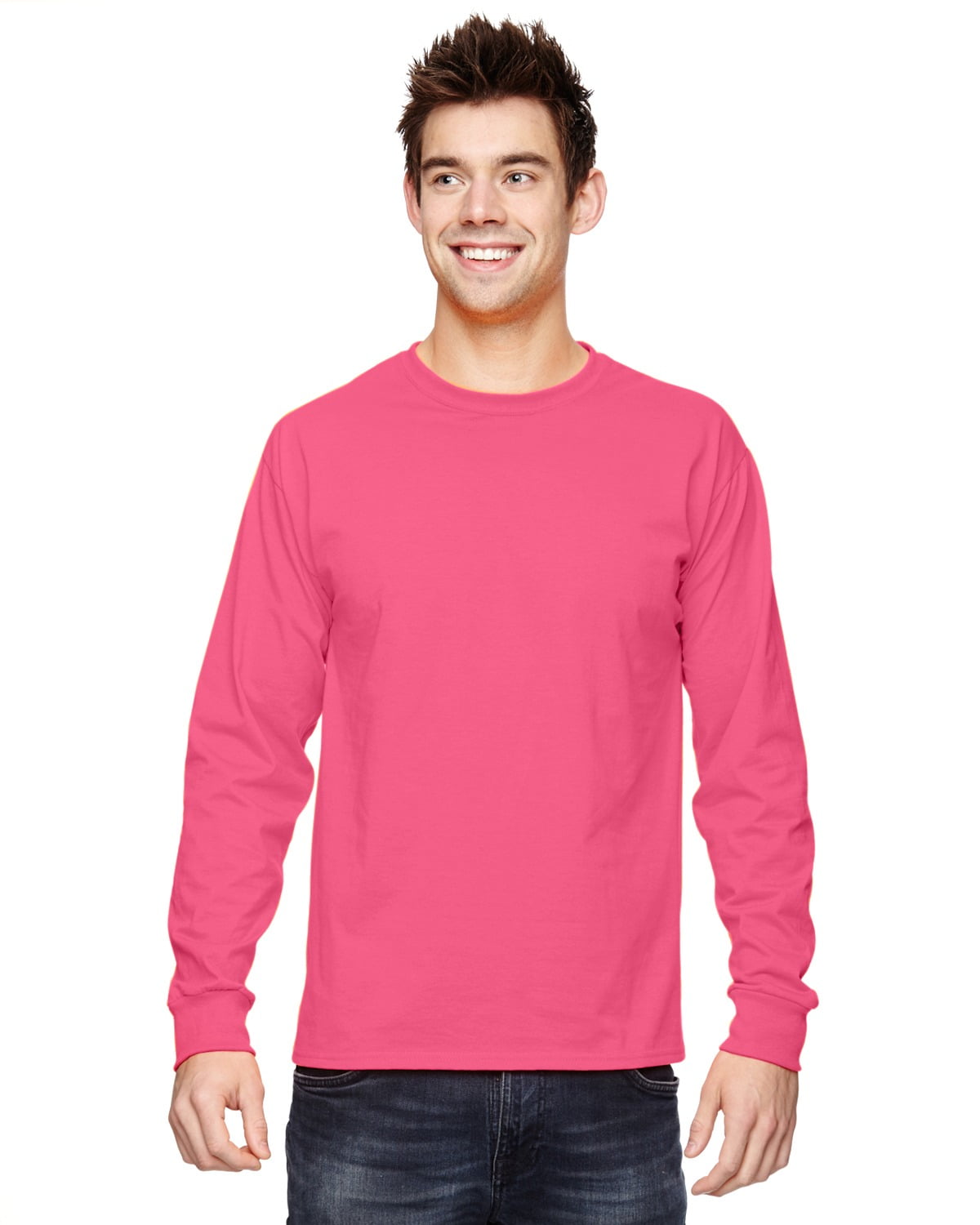 The of the Loom 5 oz HD Cotton Long Sleeve T-Shirt - PINK - S - Walmart.com