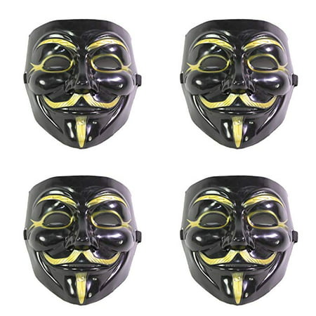 Set of 4 Black V for Vendetta Guy Fawkes Anonymous Costume Cosplay Masks