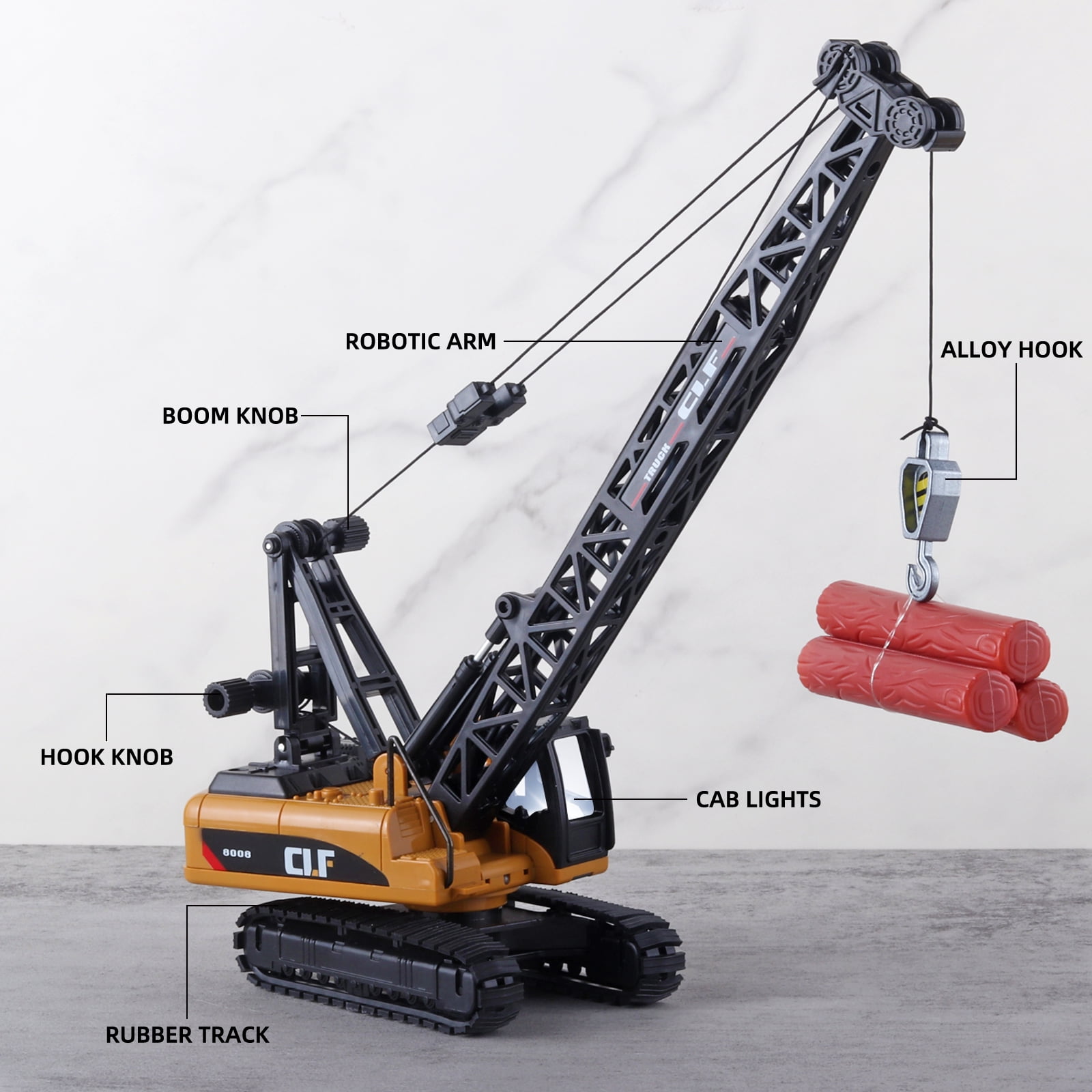 Anmyjuly Construction Crane Toys for 3-8 Year Old Boys with Sounds Friction Power Transport Dump Truck Bulldozer Toys Cars for Kids Christmas Birthday Gift