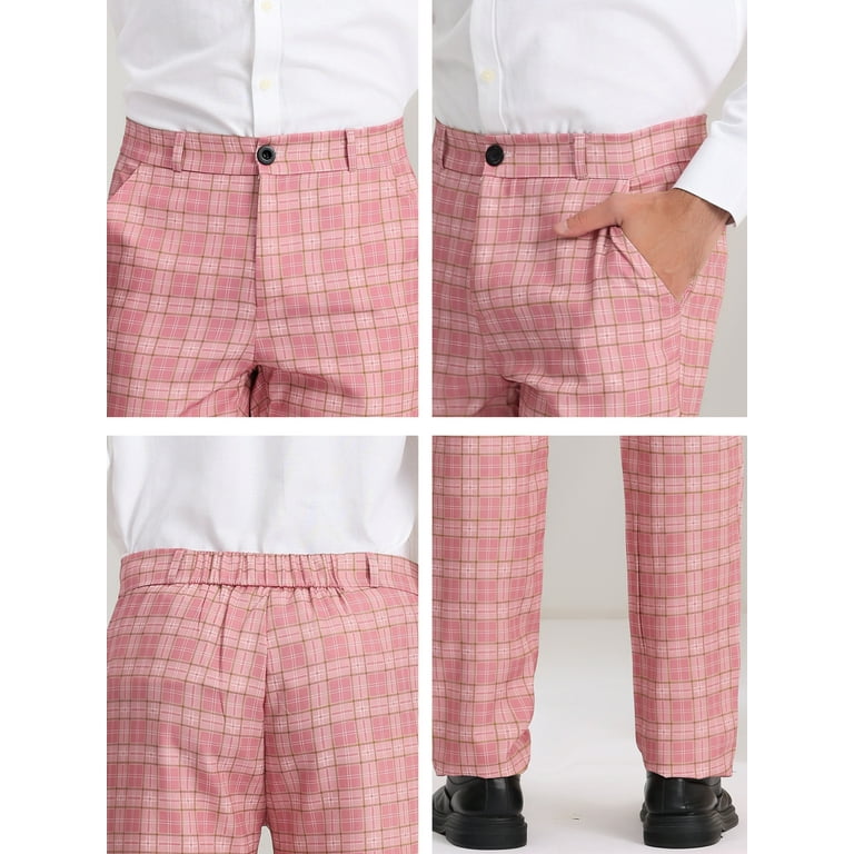 DGKaxiyaHM Men's Slim-Fit Casual Business Check Trousers