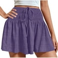 thumbnail image 2 of Xunlbb Women's Shorts Women's Summer Fashion Solid Color Drawstring Shorts,Purple S, 2 of 6