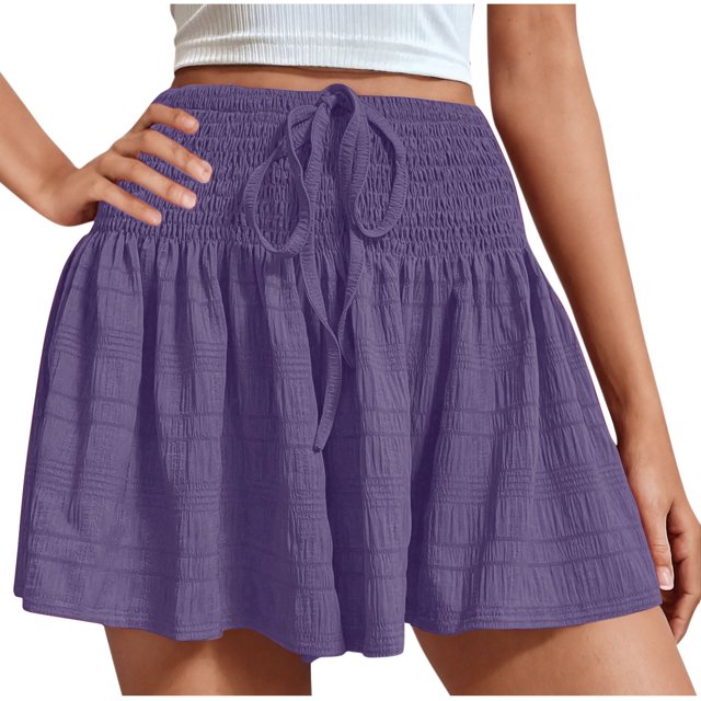 Summer Clearance 2025! Womens Plus Size Pants,Women's Summer Fashion Solid Color Drawstring Shorts