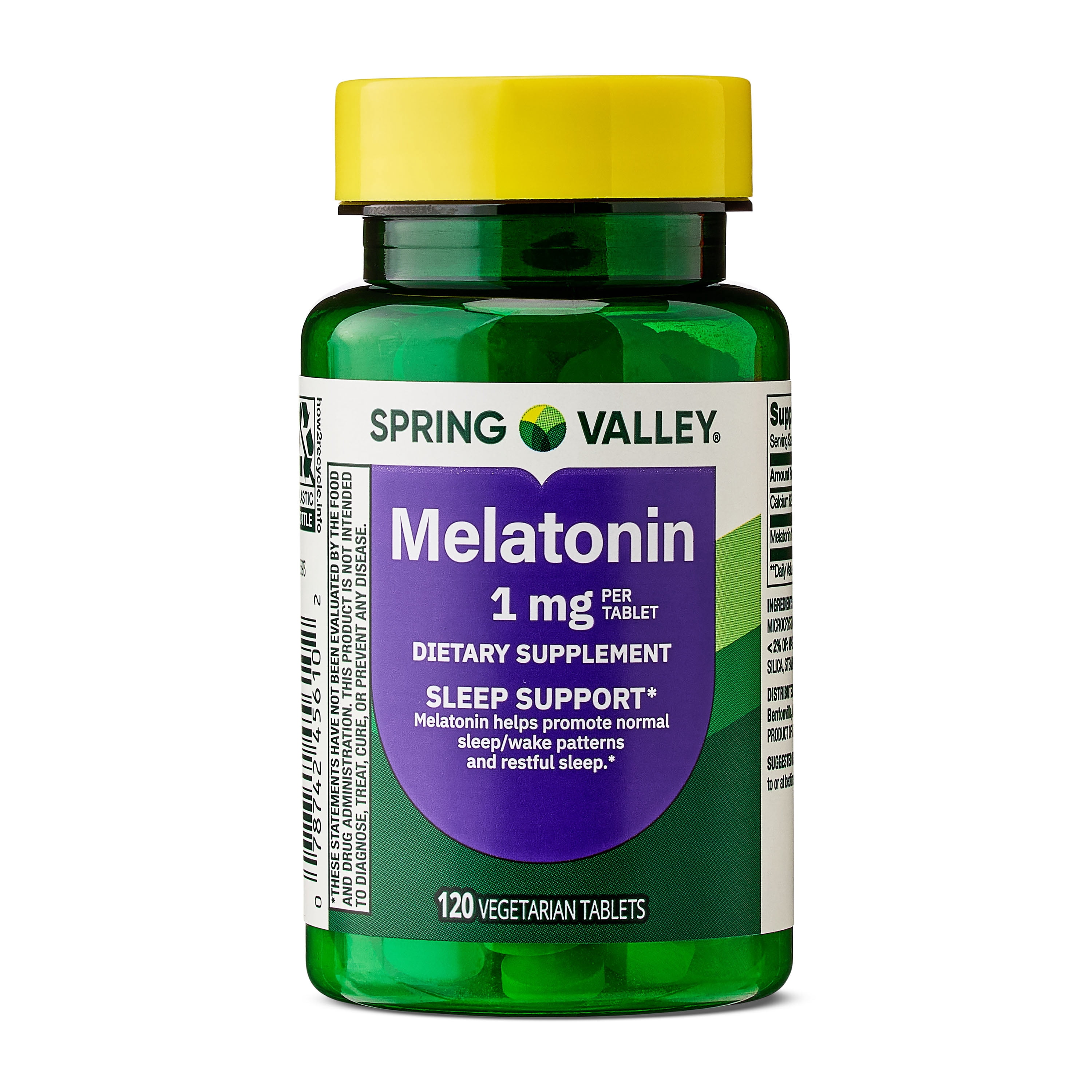 (3 pack) Spring Valley Melatonin Tablets Dietary Supplement, 1 mg, 120 Count