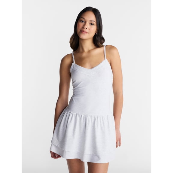 No Boundaries Lace Trim Tiered Mini Dress, Women's XXS-XXL
