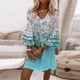 thumbnail image 5 of Vestido corto de manga de siete cuartos para mujer, Jersey holgado con cuello en V, elegante, estilo dulce, estampado, 2023, 5 of 5