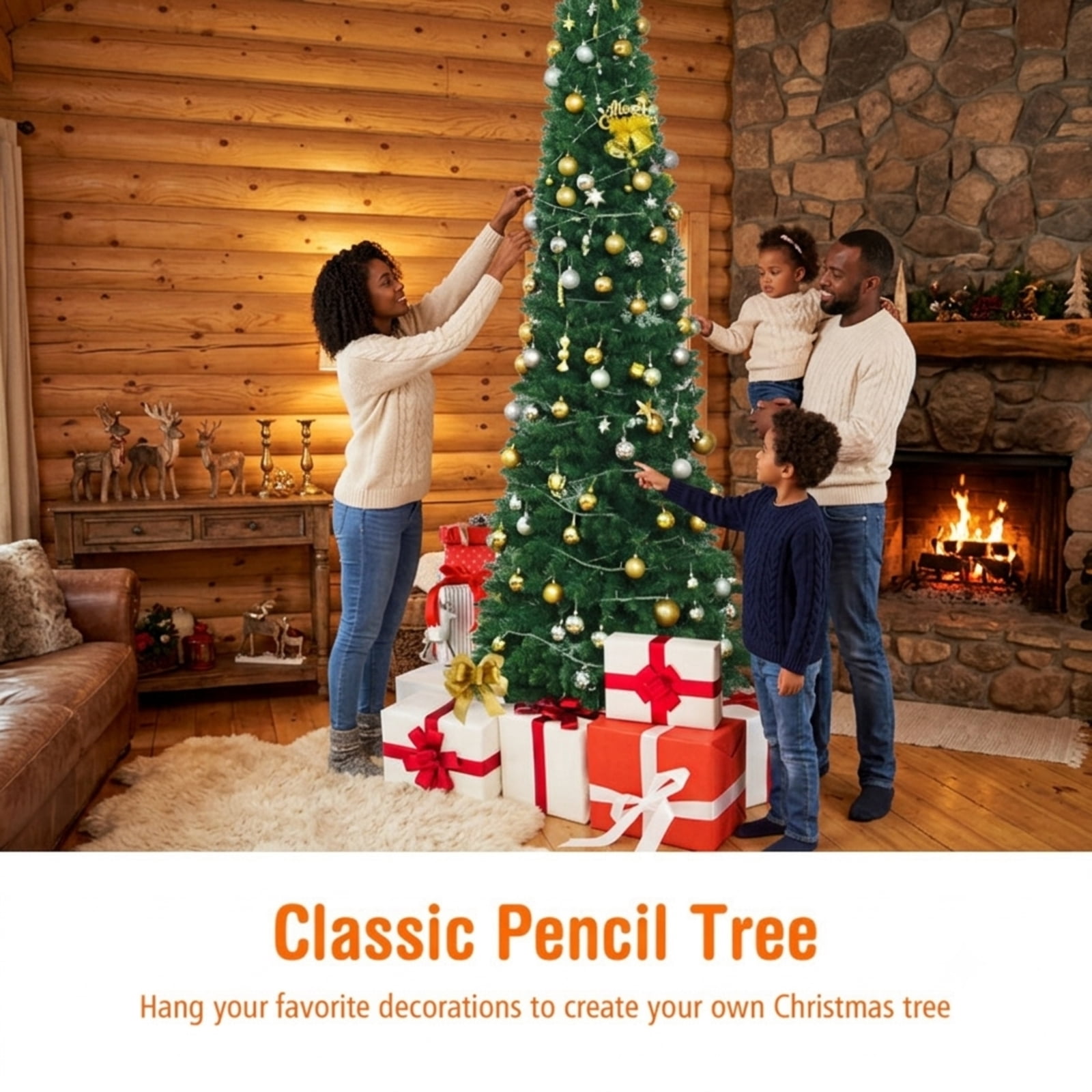 RUIE, 9 ft, Artificial Christmas Tree, with Metal Stand, 1500 Branch Tips, Green Holiday Xmas Tree for Indoor Home Office Decoration